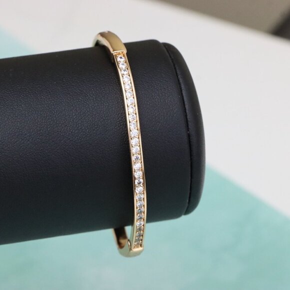 Elegant Rose Gold Bangle with Sparkling Stone Line Detailing, XPBL0441 - Picture 9 of 12